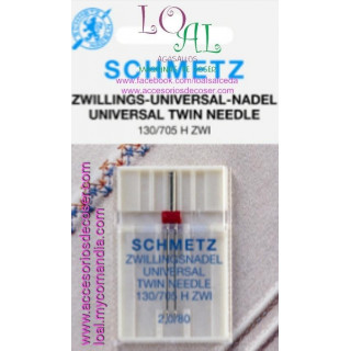 AGUJA DOBLE PARA MAQUINAS DE COSER DOMESTICAS DE LA MARCA SCHMETZ