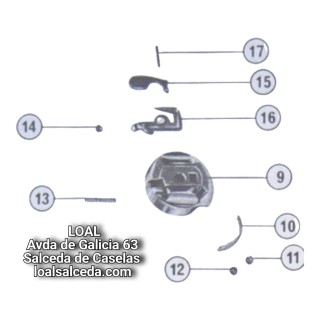 Tornillo de sujeccion del pestillo de la caja de bobina de la maquina de coser Refrey Transforma