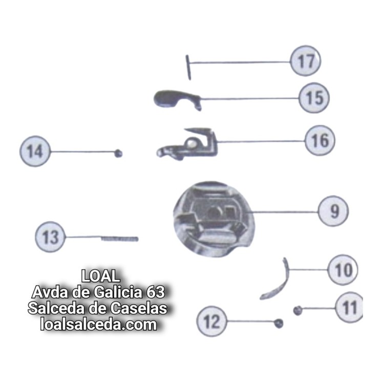 Tornillo de sujeccion del pestillo de la caja de bobina de la maquina de coser Refrey Transforma